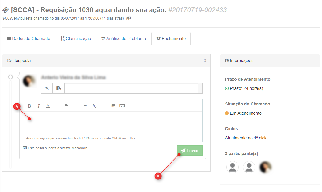 Figura 18 - Fechando Chamado